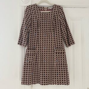 Boden Long Sleeve Dress in Black and Pink